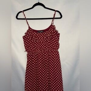 Burgandy & Tan polka dot mini dress / size medium by Forever 21